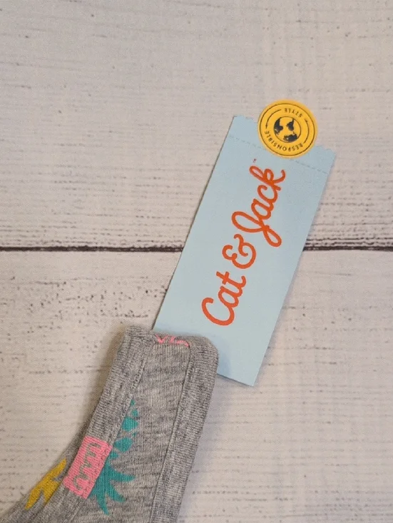 Cat & Jack Gray Tank Top with Multicolor Pineapple Print and Ruffle Hem - Picture 2 of 5